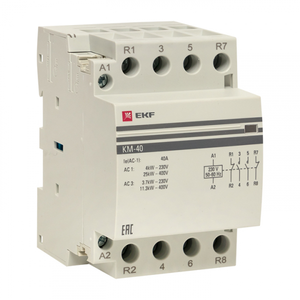 Контактор модульный  40А 230В 2НО+2НЗ (3 мод.) КМ РУ PROxima km-3-40-22 EKF