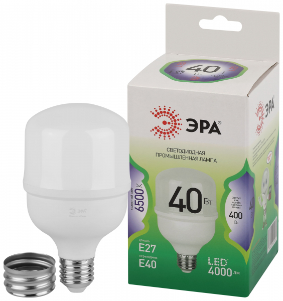 Лампа светодиодная ЭРА GREEN LINE LED POWER T80-40W-865-E27/E40 GL E27/E40 40 Вт колокол холодный свет (кратно 1)