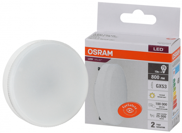 Светодиодная лампа OSRAM GX 10Вт 230В 3000К GX53