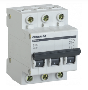 Автоматический выключатель 3П  10А характеристика С  4,5кА ВА47-29 GENERIСA  вывод из продажи заменен на код 4842361