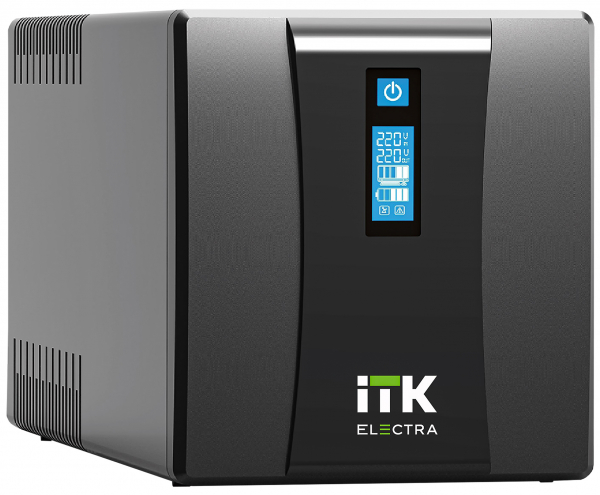 Источник бесперебойного питания ELECTRA ET Линейно-интерактивный 1,2кВА/720Вт однофазный с LCD дисплеем с АКБ 2х7AH USB порт розетки Schuko ITK