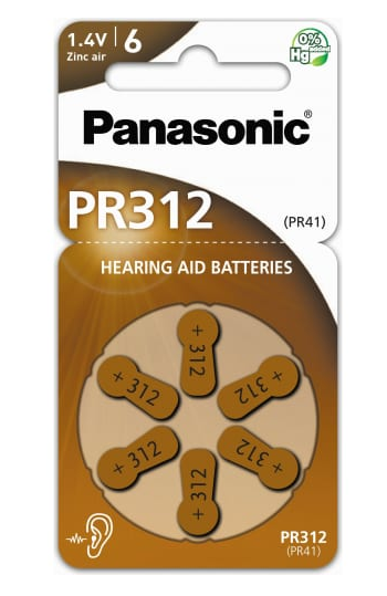 Батарейка Panasonic PR-312 H (ZA312) 14В BP6 слуховые (кратно 6)