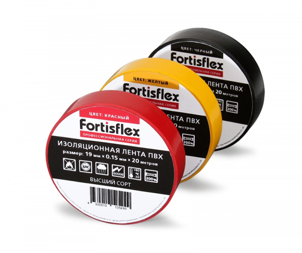 Изолента ПВХ синяя 19х0.18мм 20м серия «HEAVY DUTY»  Fortisflex 19x0.18x20, 71239