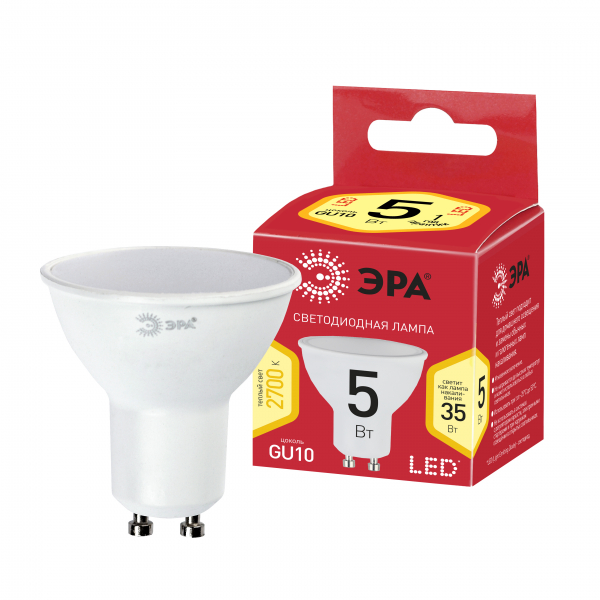 Светодиодная лампа ЭРА RED LINE LED MR16-5W-827-GU10 R GU10 5 Вт софит теплый белый свет