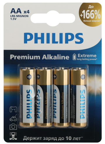 Элемент питания Philips LR6M4B/51 АА алкалиновый 1,5v LR6-4BL Premium (4/48/144/17280) (кратно 4)