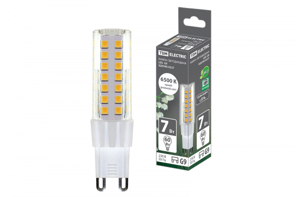 Светодиодная лампа TDM G9 7Вт 230В 6500К SMD 17,5x65,5 мм