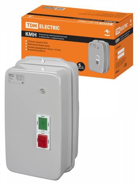 Контактор КМН49562 95А в оболочке с индикатором Ue=380В/АС3 IP54 TDM