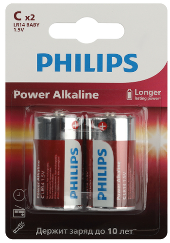 Элемент питания Philips LR14P2B/51 "С" алкалиновые LR14-2BL Power (2/24/48/5760) (кратно 2)