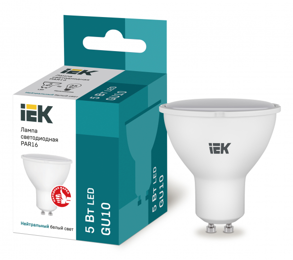 Светодиодная лампа IEK ECO PAR16 софит 5Вт 230В 4000К GU10