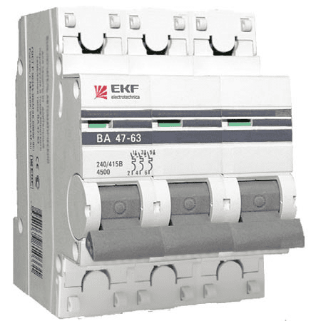 Автоматический выключатель 3П   6A характеристика С  4,5кА  EKF  ВА47-63  PROxima