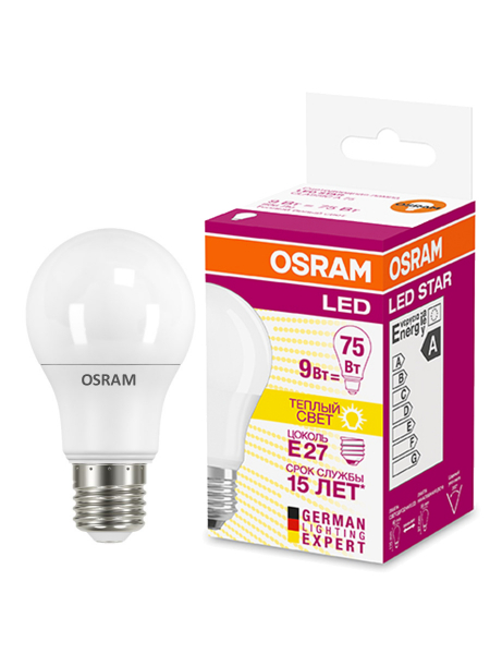 Светодиодная лампа OSRAM А60  8,5Вт 220-240В 2700К E27