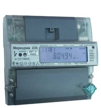 Счетчик трехфазный однотарифный Меркурий 236 ART-01 PQRS 5-60А 380В DIN ЖКИ RS-485