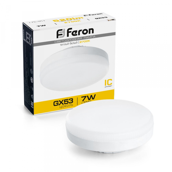 Светодиодная лампа Feron 7Вт 230В 2700K GX53
