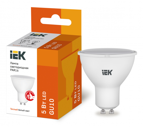 Светодиодная лампа IEK ECO PAR16 софит 5Вт 230В 3000К GU10