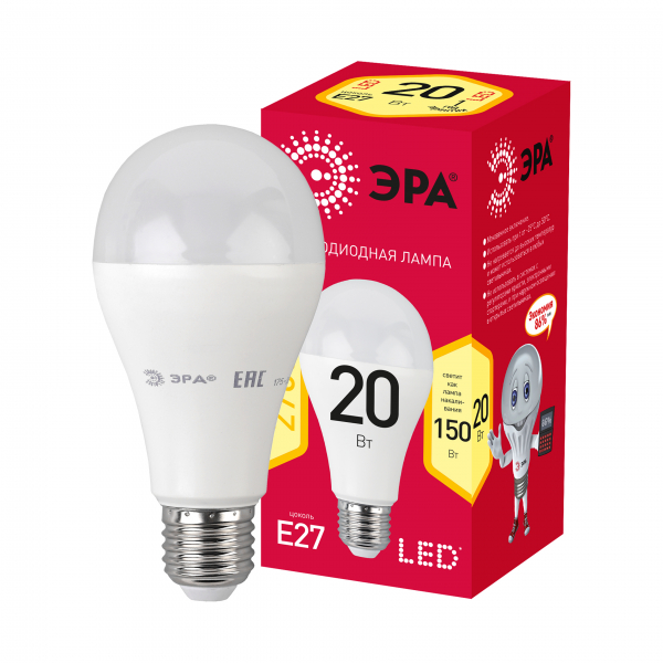 Лампа светодиодная ЭРА RED LINE LED A65-20W-827-E27 R Е27 / E27 20 Вт груша теплый белый свет
