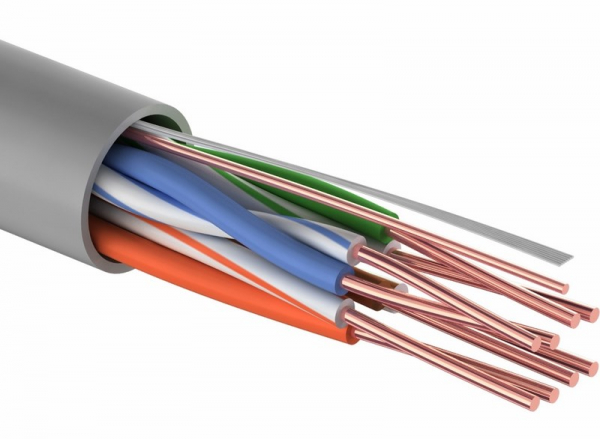 U/UTP кат.5е 4х2х24AWG(0,50мм) 25м CCA (омедненка) PVC solid серый кабель PROCONNECT (01-0043-3-25)