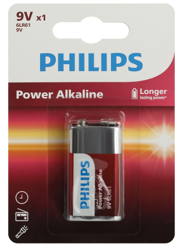 Элемент питания Philips 6LR61P1B/51 "крона" алкалиновый 9V 1 шт. 6LR61/9V-1BL Power (1/12/24/6240)