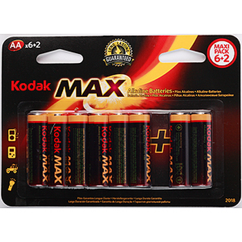 Батарейка AA Kodak LR6 BP6+2 МАХ см код  916841 (кратно 8)