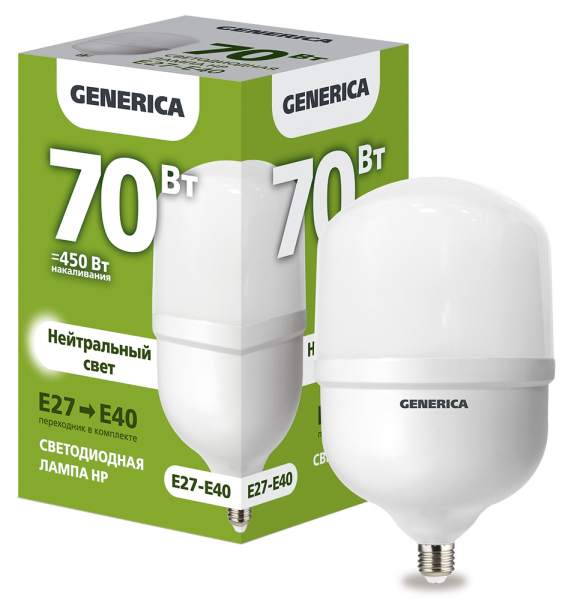 Светодиодная лампа LED HP 70Вт 230В 4000К E27-E40 GENERICA