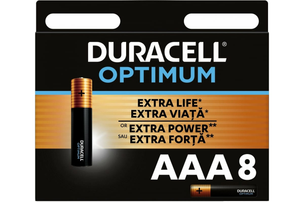 Элемент питания Duracell 5014070 ААА алкалиновый 1,5v 8 шт. LR03-8BL Optimum (кратно 8)