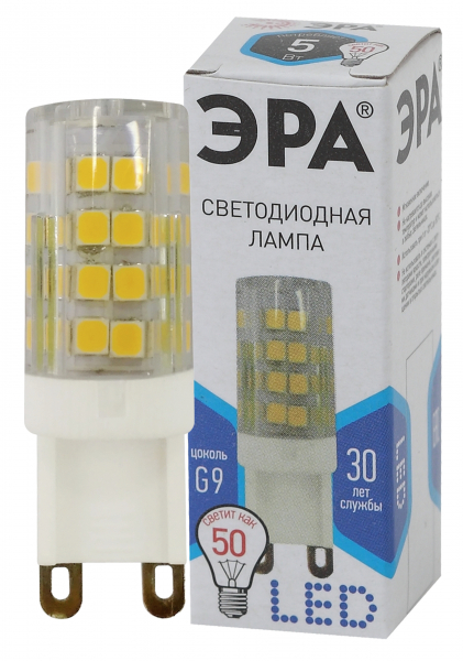 Светодиодная лампа ЭРА G9 5Вт 220В 4000К