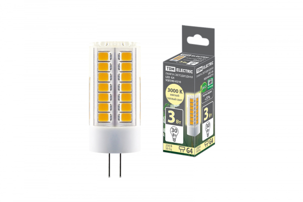 Светодиодная лампа TDM G4 3Вт 230В 3000К SMD 16x43 мм