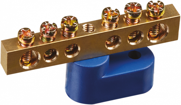 Шина нулевая на угловом изоляторе Navigator  NBB-M69-6C1/B 6*9, 6 отверстий 71 164
