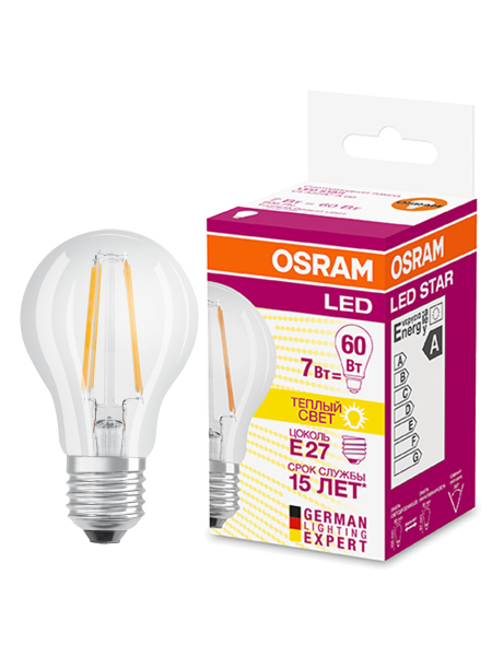 Светодиодная лампа OSRAM 7Вт 230В 2700К E27