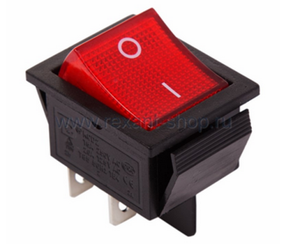 Выключатель клавишный 250V 20А (4с) ON-OFF красный  с подсветкой (RWB-502, SC-767, IRS-201-1)  REXANT 36-2340