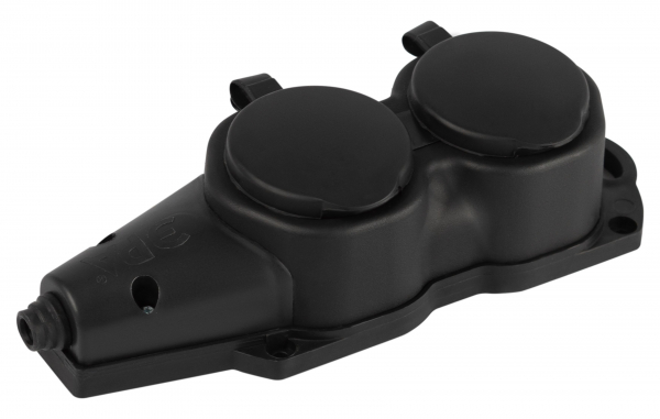 Колодка ЭРА KX-2e-B-IP44 каучуковая с заземлением 2 розетки 16A IP44 черная (кратно 1)