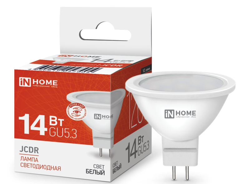 Лампа светодиодная LED-JCDR-VC 14Вт GU5.3 4000K 1260Лм IN HOME