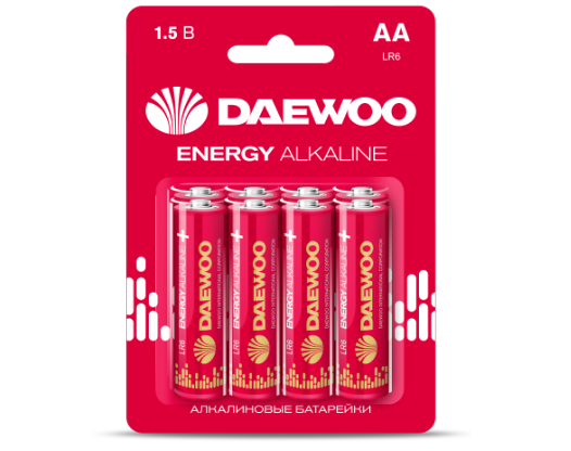 Батарейка AA Daewoo LR6 ENERGY Alkaline 2021 BL-8 (кратно 8)