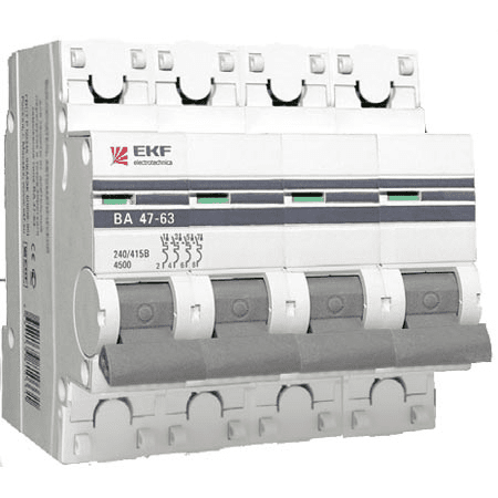 Автоматический выключатель 4П  16А характеристика С  4,5кА  EKF  ВА47-63  PROxima