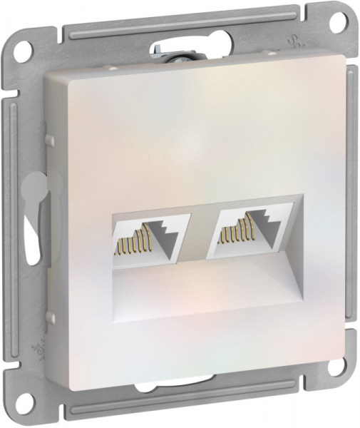 Розетка двухместная компьютерная RJ45+RJ45 кат5E ATLAS DESIGN механизм ЖЕМЧУГ ATN000485