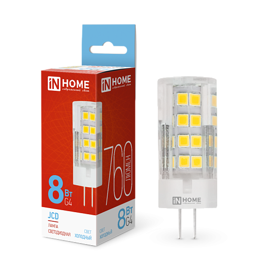 Светодиодная лампа IN HOME G4 LED JCD 8Вт 230В 6500К 760Лм