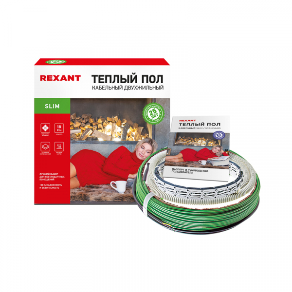 Теплый пол REXANT Slim RNB -30-550 (550Вт/30м/ S обогрева, м2: 2,5-3,6) (двухжильный) 51-0503-03