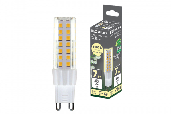 Светодиодная лампа TDM G9 7Вт 230В 3000К SMD 17,5x65,5 мм
