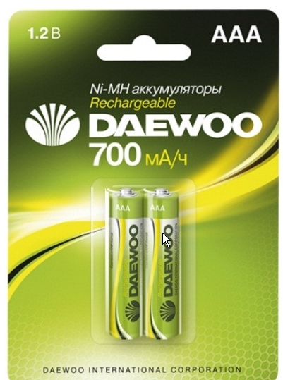 Аккумулятор DAEWOO R03 /( 700mAh) NI-MH BL-2 (кратно 2)
