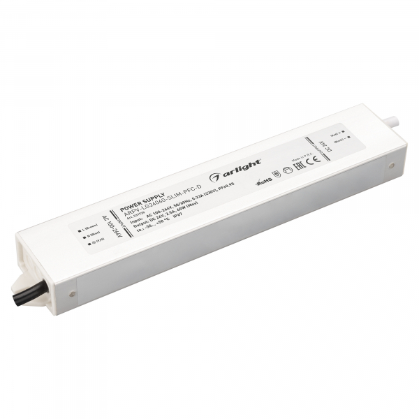 Arlight Драйвер 24V 60Вт IP67 213x40x22 /ARPV-LG24060-SLIM-PFC-D (24V, 2.5A, 60W)