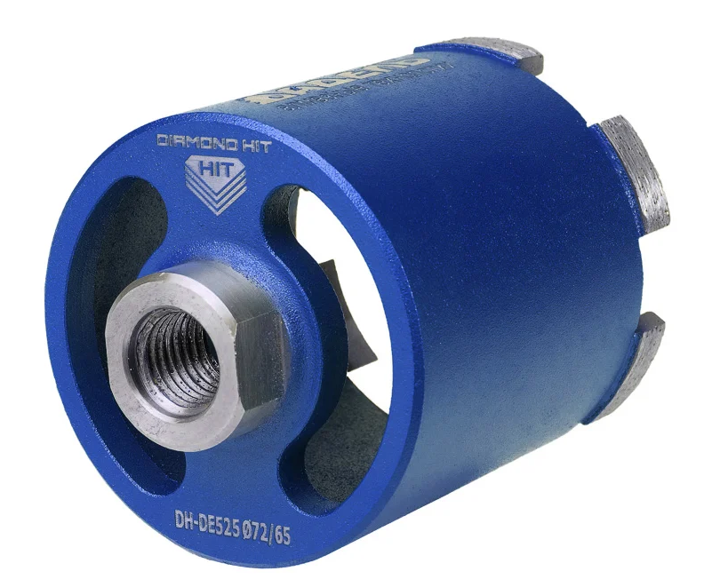 Коронка алмазная для подрозетников DH-DE525 Ø72/65 M16 R 6LSP, предназначена для работы  с микроударом,  в сухую (без подачи СОЖ)