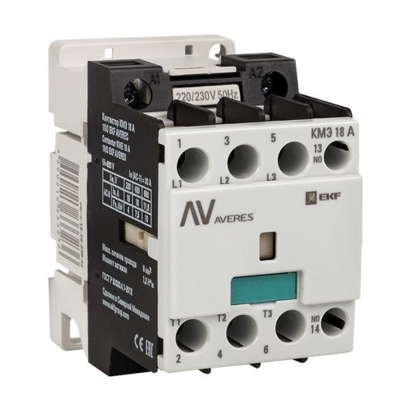 Контактор   18A  230В  1НО КМЭ 18А 1NO 230В АС EKF AVERES