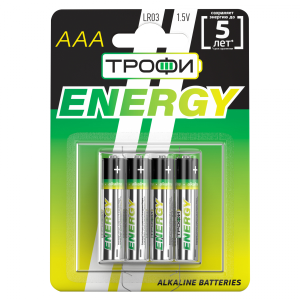 Батарейка Трофи LR03-4BL ECO (40/960/37440) (кратно 4)