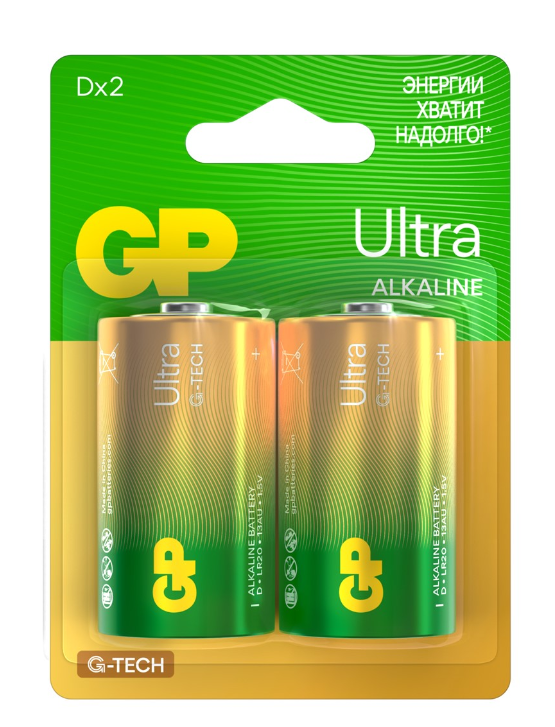 Батарейка D GP 13AUA21-2CRSBC2 LR20 20/160 (кратно 2)