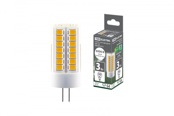 Светодиодная лампа TDM G4 3Вт 230В 6500К SMD 16x43 мм