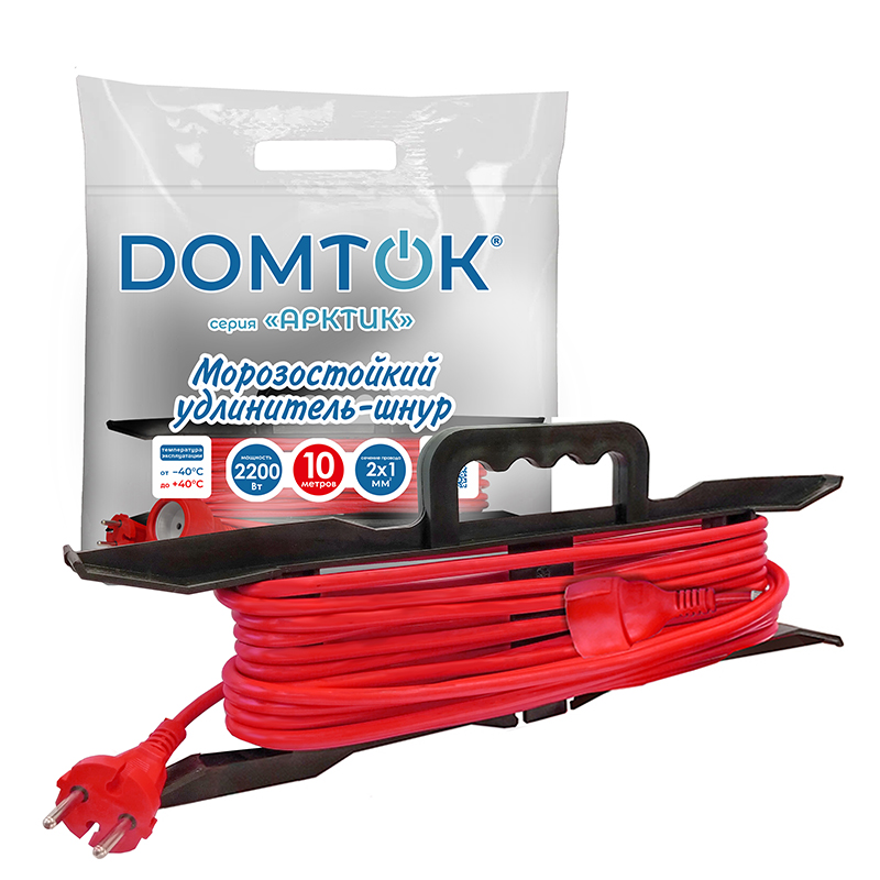 Удлинитель-шнур на рамке &quot;DOMTOK&quot; АРКТИК Морозостойкий КГ 2*1, IP-44, 2,2кВт, б/з 10м