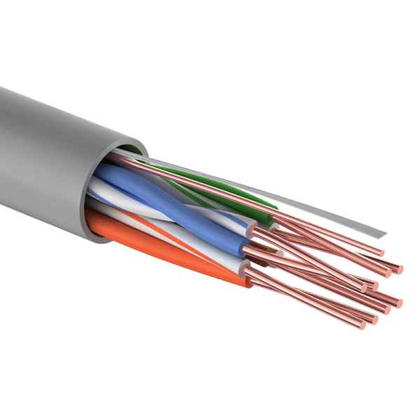 U/UTP кат.5е 4х2х24AWG(0,48мм) 305м (медь) PVC solid серый PROCONNECT кабель (01-0052)