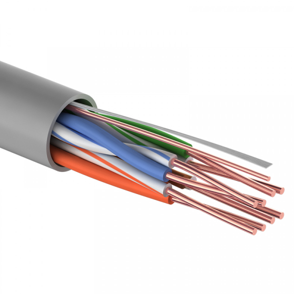 U/UTP кат.5е 4х2х24AWG(0,50мм) 305м CCA (омедненка) PVC solid серый PROCONNECT кабель  (01-0043-3)