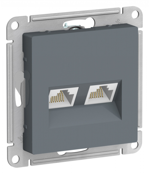 Розетка двухместная компьютерная RJ45+RJ45 кат5E ATLAS DESIGN механизм ГРИФЕЛЬ ATN000785
