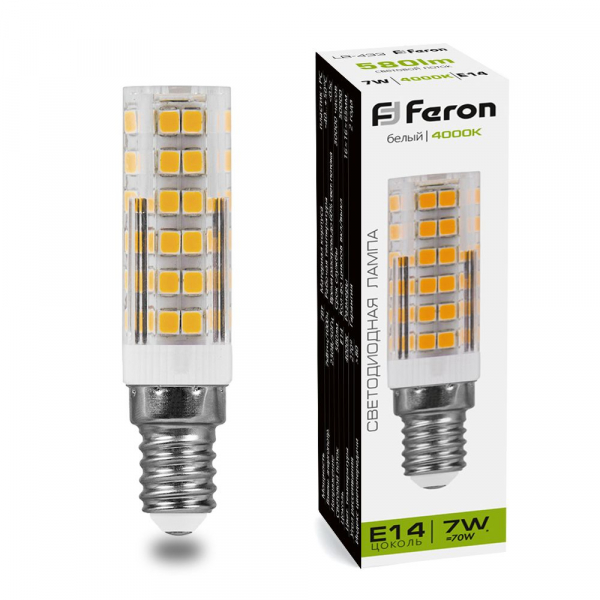 Светодиодная лампа Feron LB-433 (7W) 230V E14 4000K 16x65mm