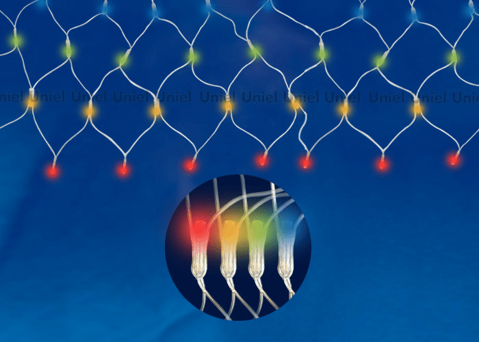 Гирлянда  Сетка  светодиодная  внутренняя  IP20  2.5х2 м, с контроллером,  разноцветная, провод прозрачный, 220В,  Uniel 09565